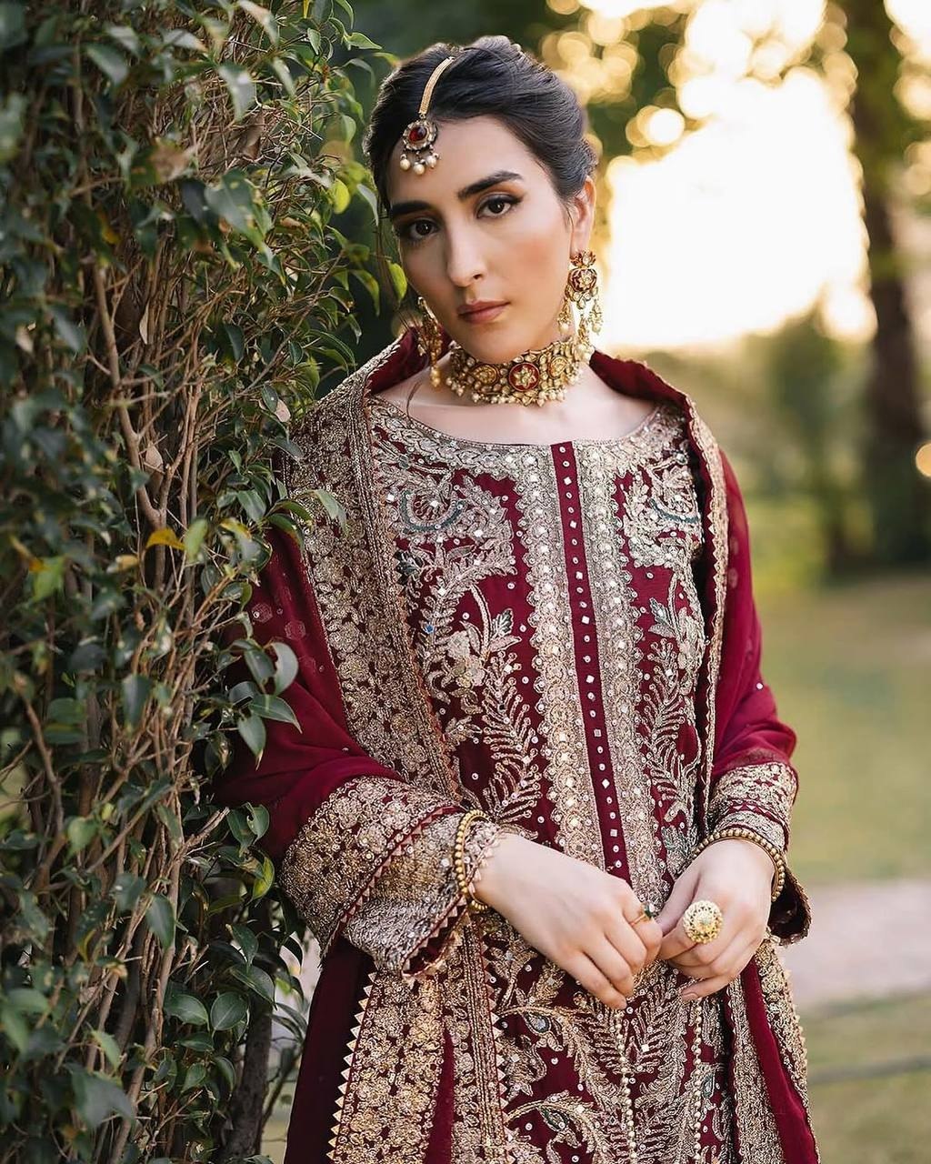 Ready To Wear Red & Rani Pink Silk Embroidery Work Pakistani Suit With Dupatta