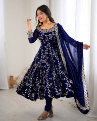 Ready To Wear Multi Soft Georgette Embroidery Work Anarkali Suit With Dupatta