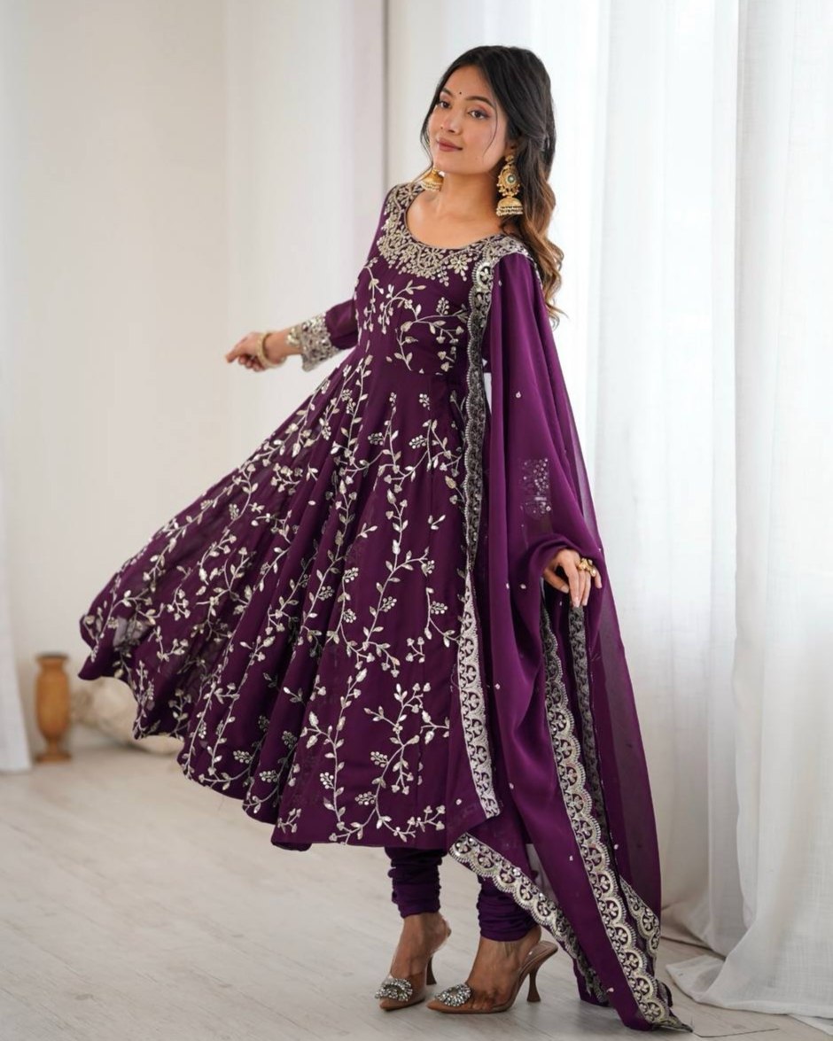 Ready To Wear Multi Soft Georgette Embroidery Work Anarkali Suit With Dupatta