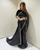 Exclusive Black Velvet Sequence Work Saree With Blouse