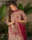 Ready To Wear Red & Purple Soft Georgette Sequence Work Sharara Suit With Dupatta