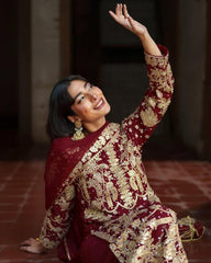 Exclusive Red Soft Georgette Sequence Work Pakistani Suit With Dupatta