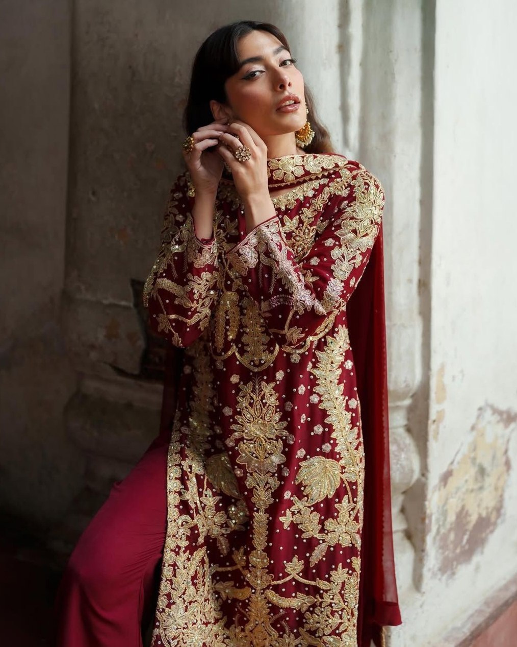 Exclusive Red Soft Georgette Sequence Work Pakistani Suit With Dupatta