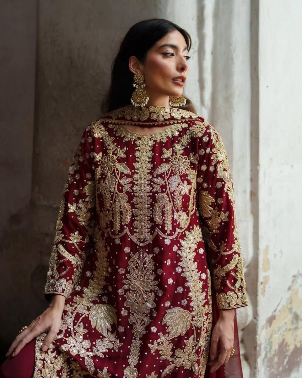 Exclusive Red Soft Georgette Sequence Work Pakistani Suit With Dupatta