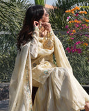 Exclusive Ivory Silk Embroidered Gharara Suit With Dupatta