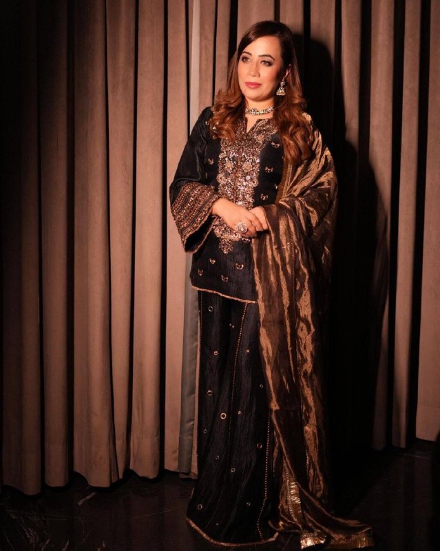 Exclusive Black Chinon Silk Embroidery Gharara Suit With Dupatta