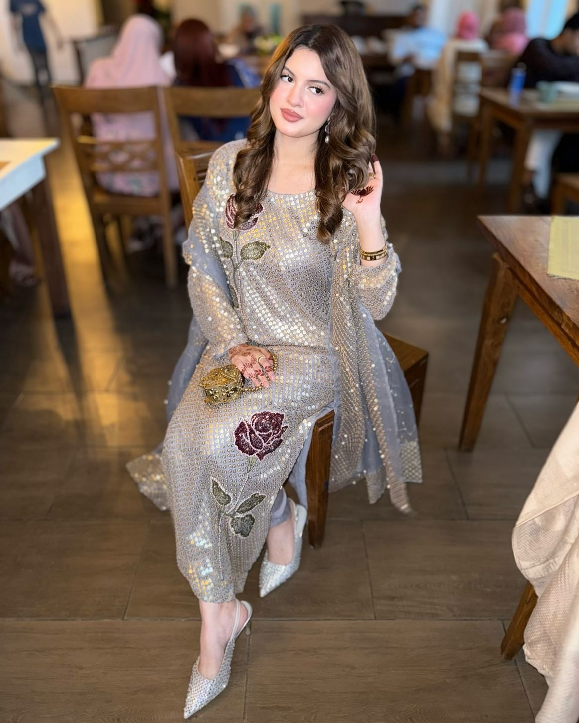 Exclusive Grey Soft Georgette Embroidery Kurti Pant With Dupatta