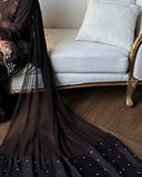 Exclusive Brown Natural Crep Silk Embroidery Farshi Salwar Suit With Dupatta