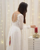 Exclusive White Soft Georgette Embroidery Anarkali Suit With Dupatta