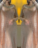 Exclusive Peach Soft Georgette Embroidery Kurti Pant With Dupatta