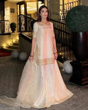 Ready To Wear White Natural Crep Silk Embroidery Palazo Kurti With Dupatta