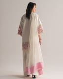 Ready To Wear White Natural Crep Silk Embroidery Farshi Salwar Kurti With Dupatta