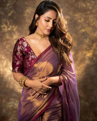 Designer Onion Silk Jaquard Weaving Work Saree With Blouse