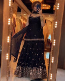 Ready To Wear Black Simmer Silk Embroidery  Lehenga Kurti With Dupatta