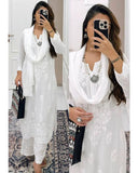 Ready To Wear White Chikankari Kurti Palazo With Dupatta