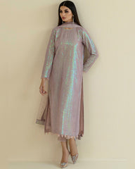 Ready To Wear Lavender Faux Georgette Sequence Work Pant Suit With Dupatta