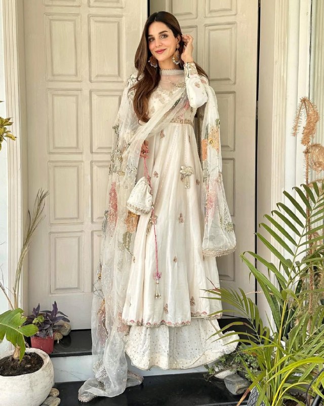 Exclusive White Chinon Silk Embroidery Anarkali Palazo With Dupatta