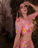 Ready To Wear Multicolor Soft Net Lehenga Choli With Dupatta