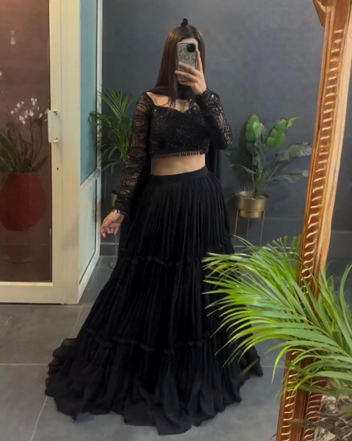 Exclusive Black Heavy Georgette Embroidery Lehenga Blouse With Dupatta