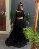 Exclusive Black Heavy Georgette Embroidery Lehenga Blouse With Dupatta