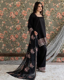 Ready To Wear Black Natural Crep Embroidery Farshi Salwar Kurti With Dupatta