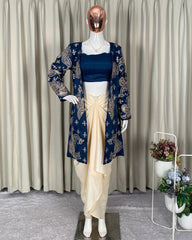 Exclusive Pink Black Blue Banglori Silk Embroidery Skirt Blouse With Koti