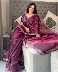 Designer Jimmy Choo Silk Embroidery Work Saree With Blouse