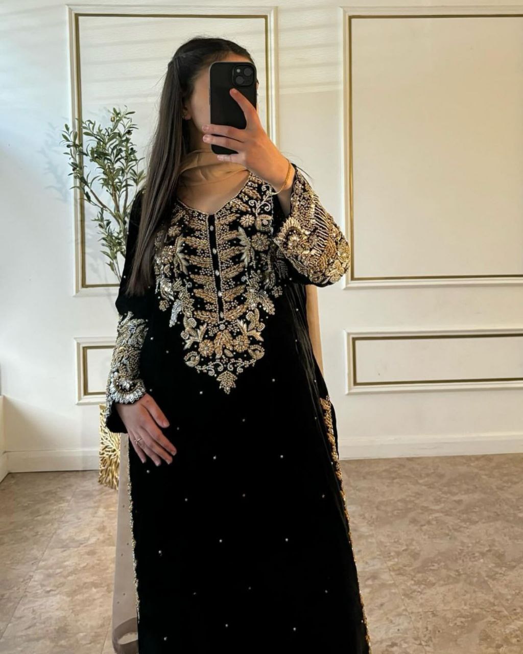 Ready To Wear Black Pure Georgette Fancy Embroidery Work Pakistani Suit With Dupatta