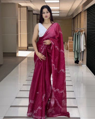 Designer Jimmy Choo Fancy Hot Fix Work Saree With Blouse