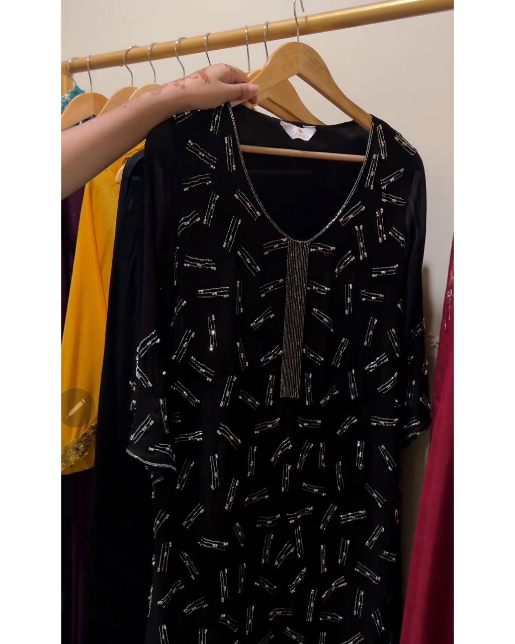 Ready To Wear Black Pure Georgette Sequence Work Plazzo Suit With Dupatta