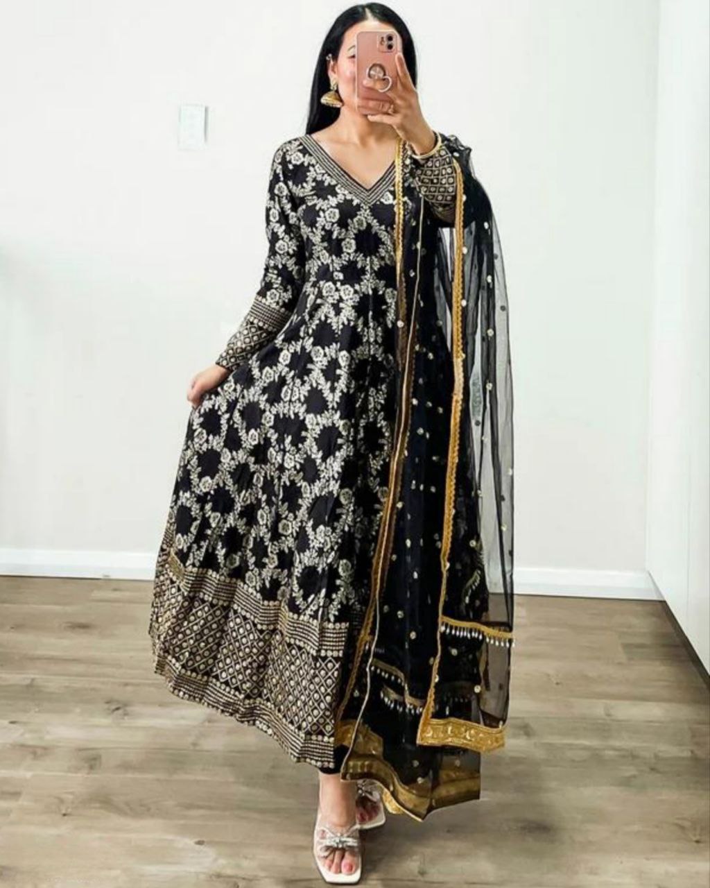 Ready To Wear Black Heavy Georgette Embroidery Work Anarkali Suit With Dupatta