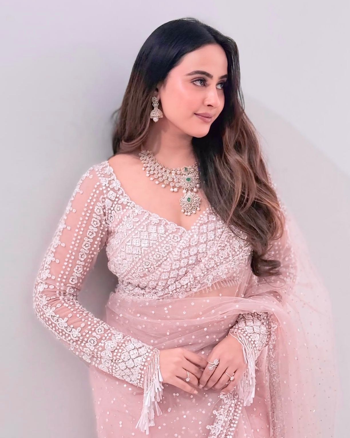 Exclusive Pink Soft Net Embroidery Saree With Blouse