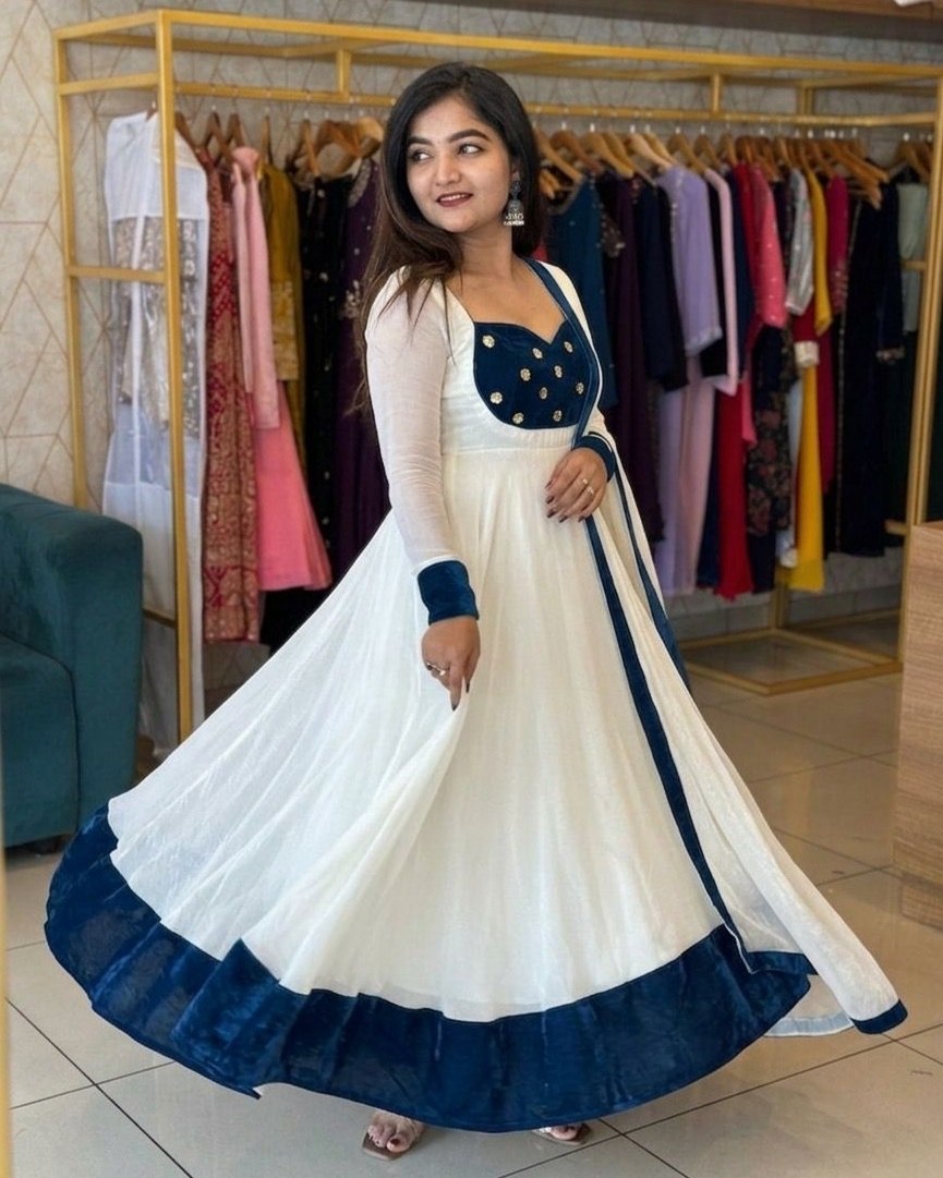 Ready To Wear White Fendy Silk Embroidery Anarkali Suit With Dupatta