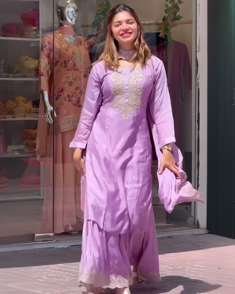 Ready To Wear Lavender Chinon Silk Embroidery Work  Plazzo Suit With Dupatta