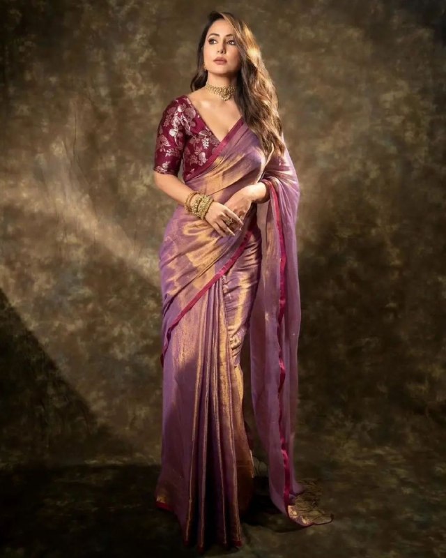 Designer Maroon Burbery Silk Fancy Lace Border Work Saree With Blouse