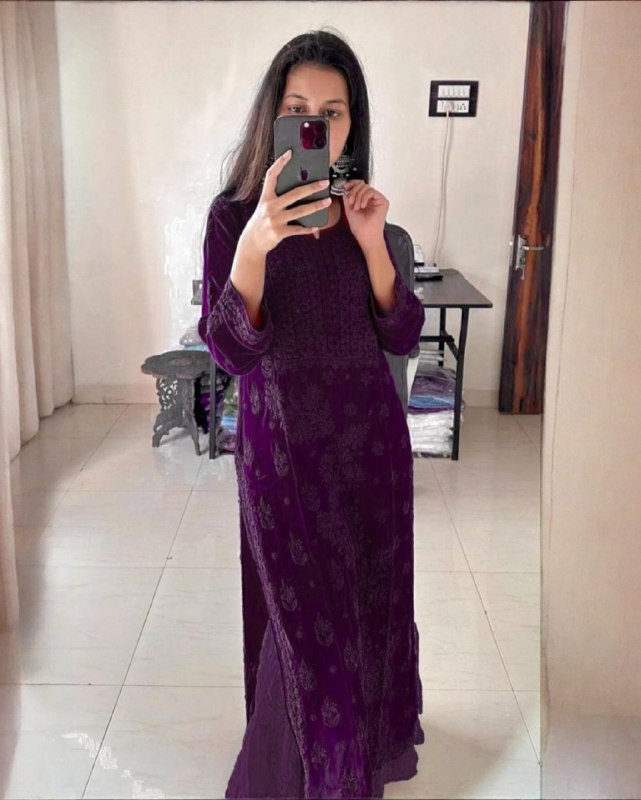 Ready To Wear Red Black Green Blue Purple Chikankari Kurti Palazo With Dupatta