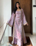 Exclusive Purple Jimmy Silk Embroidery Palazo Kurti With Shrug