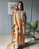 Exclusive Yellow Green Rayon Cotton chikankari Palazo Kurti Set