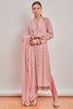 Ready To Wear Pink Embroidered And Floral Borders In Kurta Set, It Comes With Matching Dupatta And Churidar Pants.