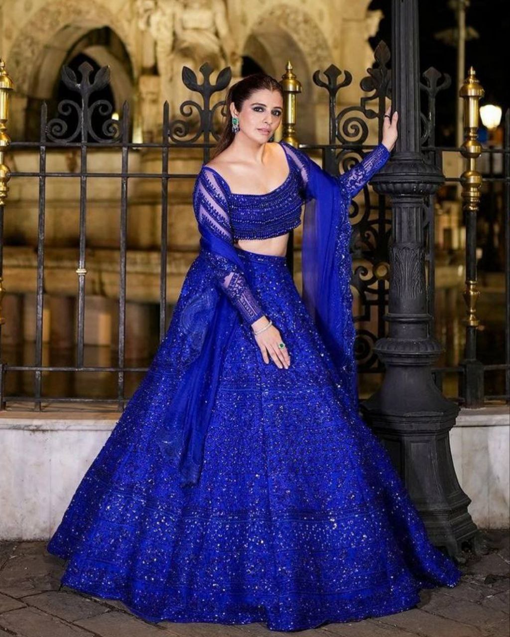 Gorgeous Blue Soft Net With Thread And Hand Work Lehenga Choli With Dupatta