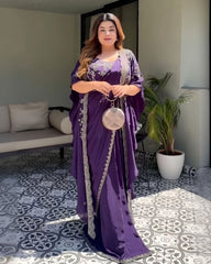 Ready To Wear Purple Jimmy Choo With Fancy Thread With Sequence Work Saree