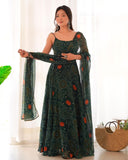 Ready To Wear Pure Soft Print Work Anarkali Gown With Dupatta