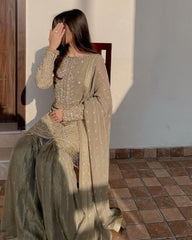 Ready To Wear Pure Georgette With Fancy Embroidery Thread Work Gharara Suit With Dupatta