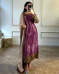 Ready To Wear Jimmy Choo Silk With Embroidery Work Pakistani Suit With Dupatta