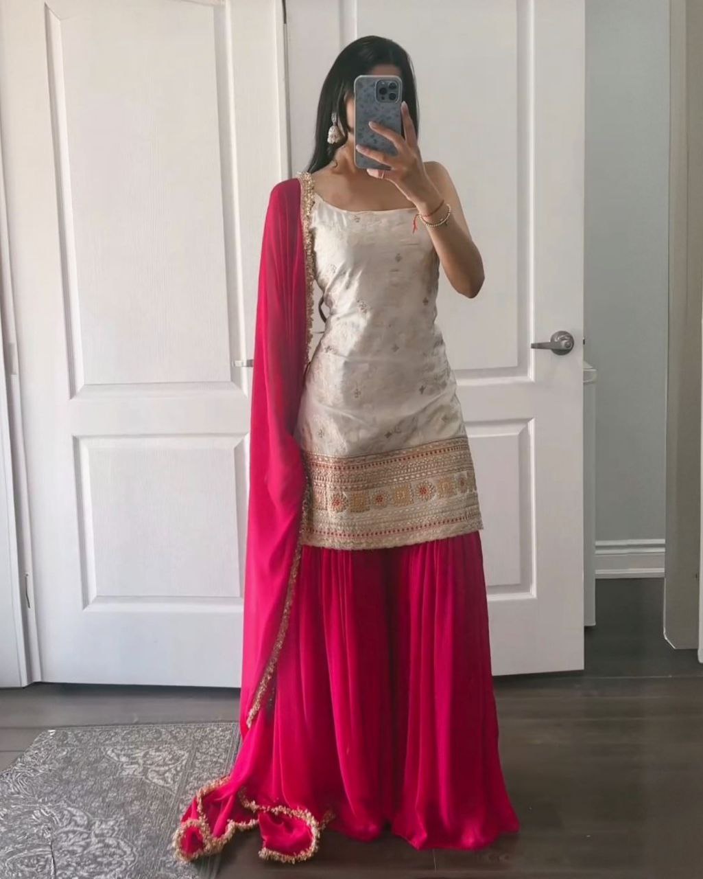 Beautiful Pure Georgette With Sequence Work Sharara Suit With Dupatta