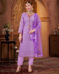 Adorable Purple Pure Georgette With Sequence Work Salwar Suit With Dupatta