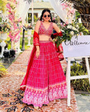 Designer Rani Pink Heavy Satin Embroidery Work Lehenga Choli With Dupatta
