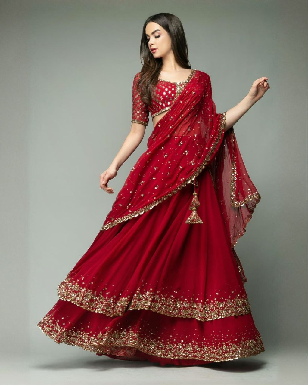 Elegant Faux Georgette With Fancy Sequence Lehenga Choli With Dupatta