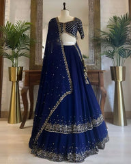 Elegant Faux Georgette With Fancy Sequence Lehenga Choli With Dupatta