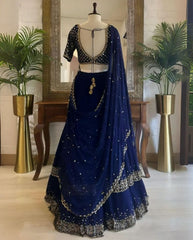 Elegant Faux Georgette With Fancy Sequence Lehenga Choli With Dupatta